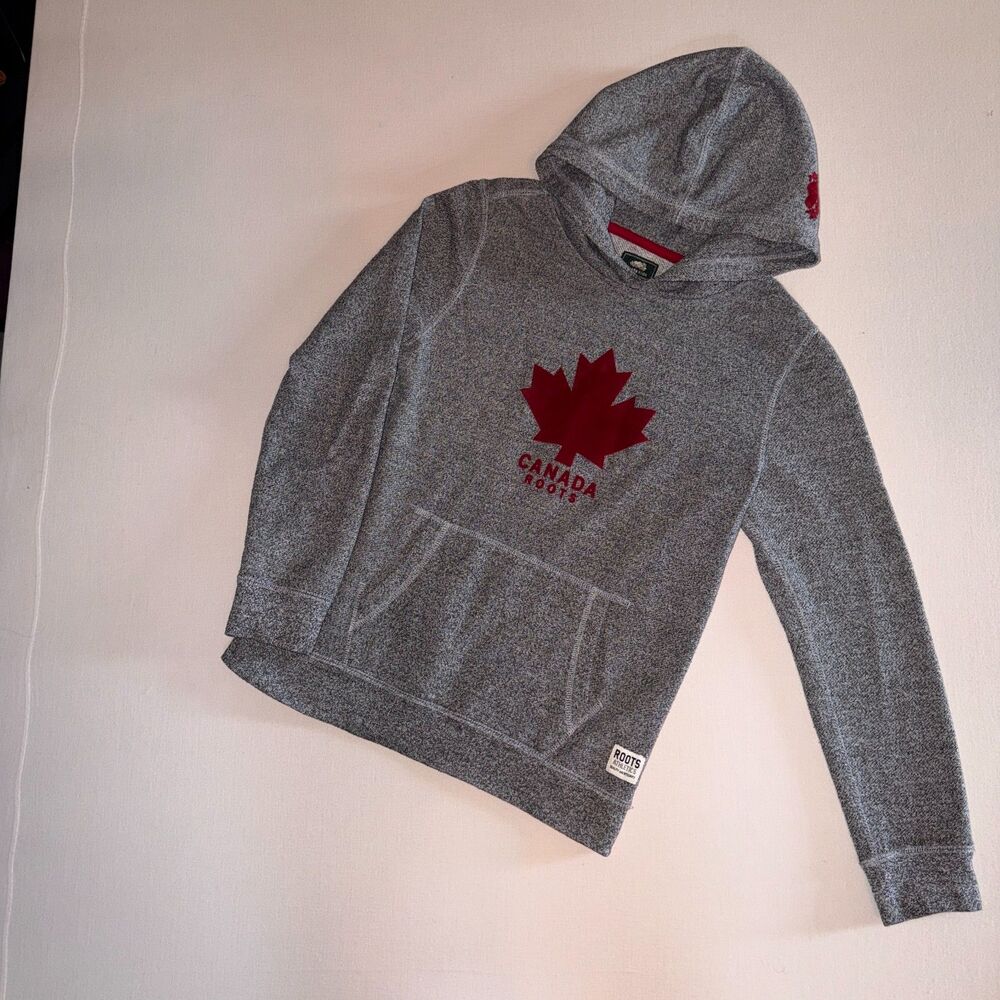 Roots Canada kids marled velvet flocked hoodie kanga pocket